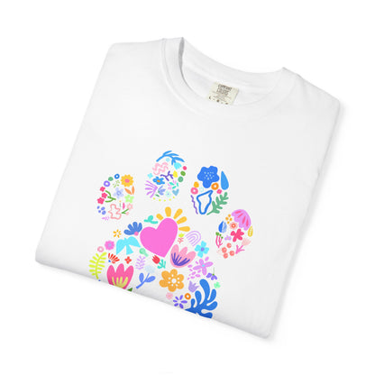 Cat Mom Floral Paw T-Shirt — Cute Colorful Cat Mom Tee