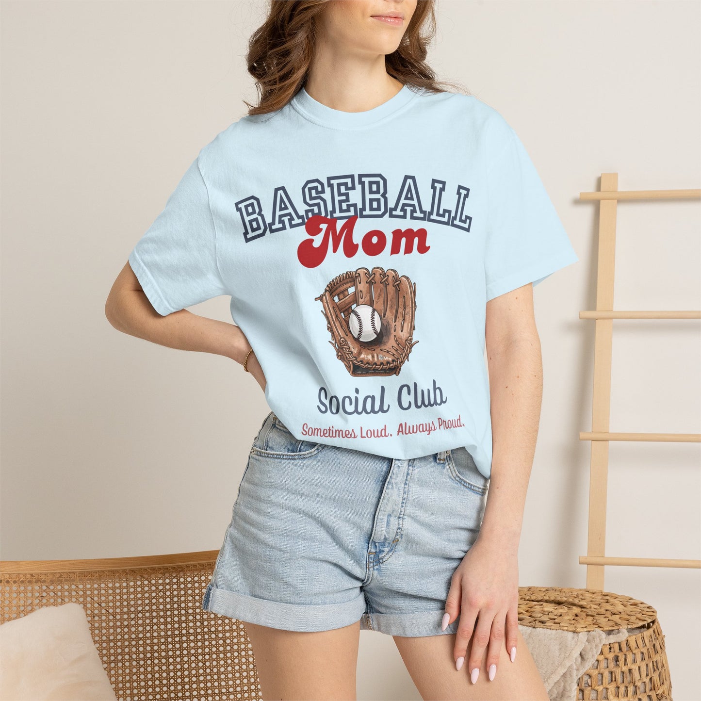 Baseball Mom Social Club T-Shirt — Vintage Glove Design