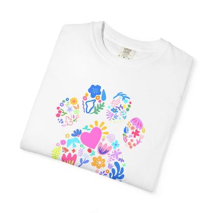Dog Mom Floral Paw T-Shirt — Cute Veterinary & Pet Lover Gift