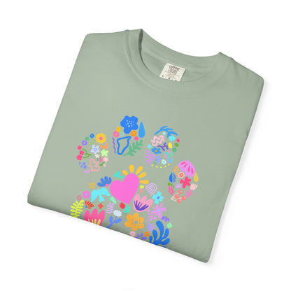 Dog Mom Floral Paw T-Shirt — Cute Veterinary & Pet Lover Gift